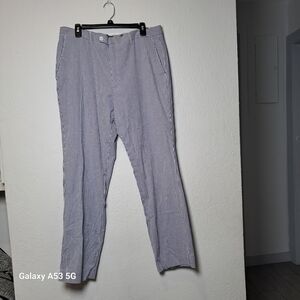 Alan Flusser Men's Blue Striped Dress Pants